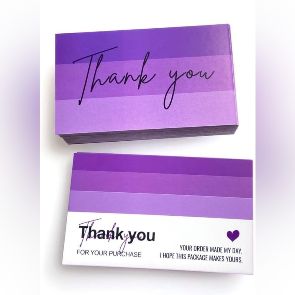 2 SETS LEFT! 💜 25 Premium Thank you cards - Purple